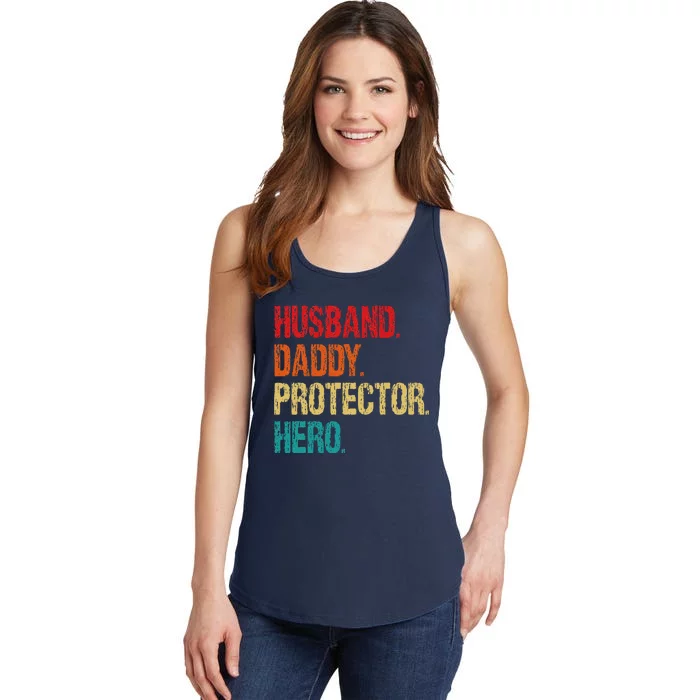 Husband Daddy Protector Hero Fathers Day Husband Birthday Ladies Essential Tank