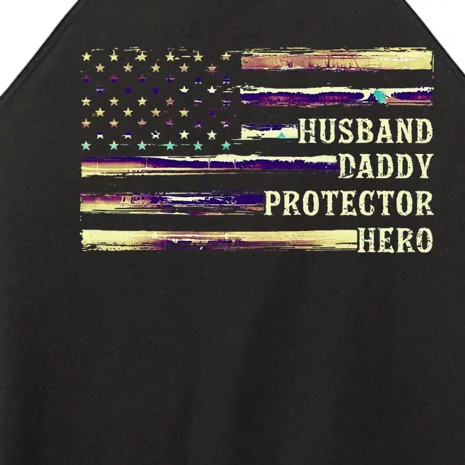 Husband Daddy Protector Hero FatherS Day Women’s Perfect Tri Rocker Tank