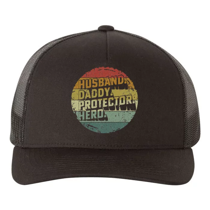 Husband Daddy Protector Hero Fathers Day Vintage Yupoong Adult 5-Panel Trucker Hat