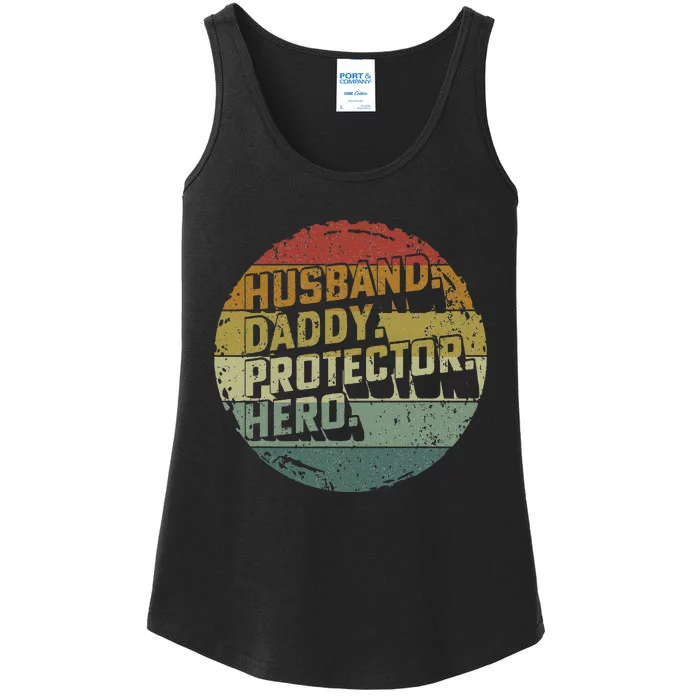 Husband Daddy Protector Hero Fathers Day Vintage Ladies Essential Tank