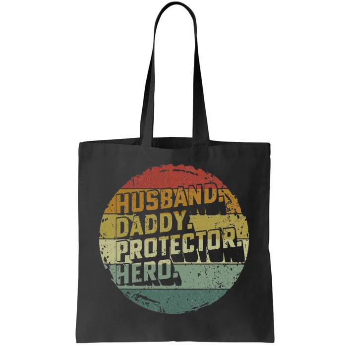 Husband Daddy Protector Hero Fathers Day Vintage Tote Bag