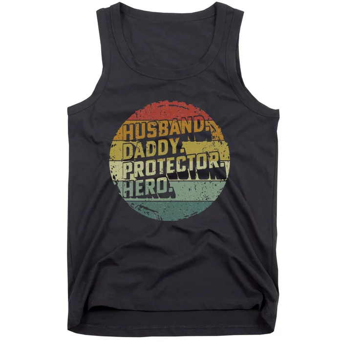 Husband Daddy Protector Hero Fathers Day Vintage Tank Top