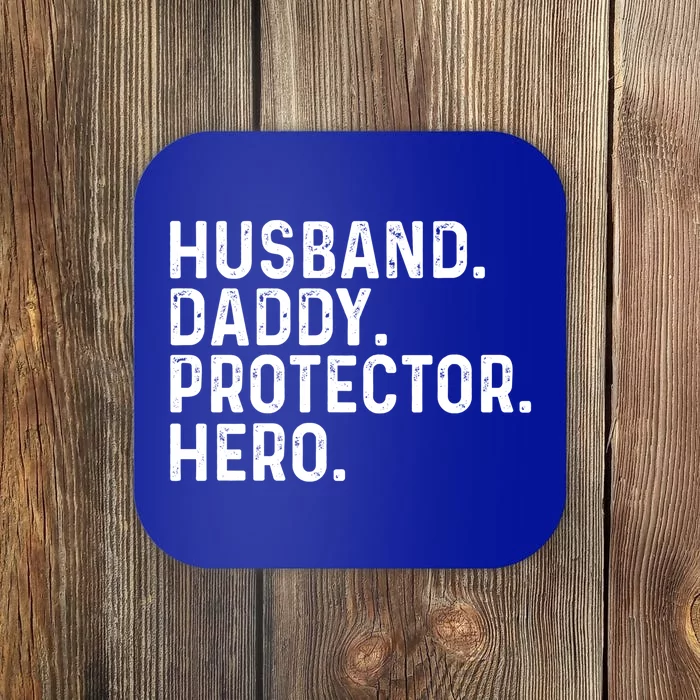 Husband Daddy Protector Hero Dad Stepgiftdad Cool Fathers Day Funny Gift Coaster