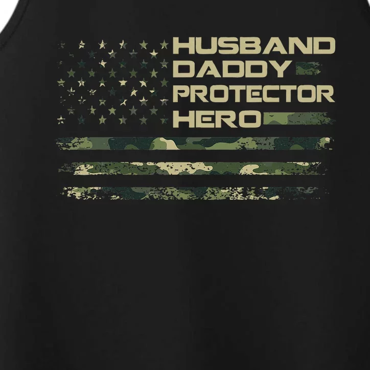 Husband Daddy Protector Hero Fathers Day Performance Tank