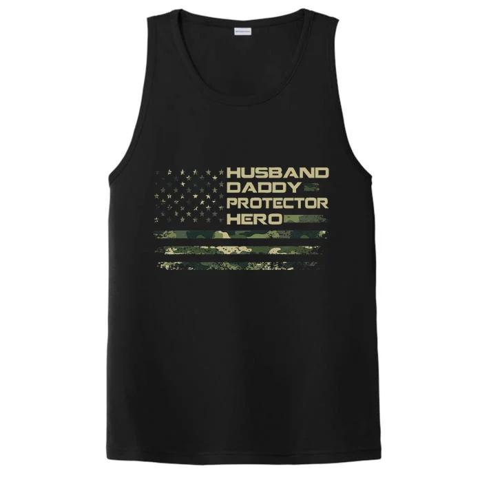 Husband Daddy Protector Hero Fathers Day Performance Tank