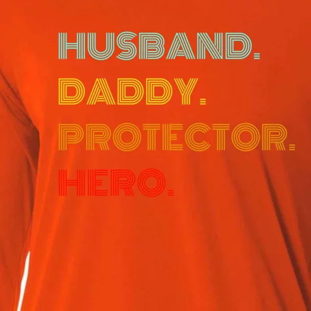 Husband Daddy Protector Hero Gift Cooling Performance Long Sleeve Crew