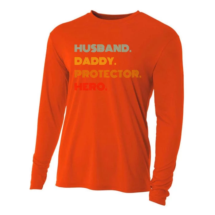 Husband Daddy Protector Hero Gift Cooling Performance Long Sleeve Crew