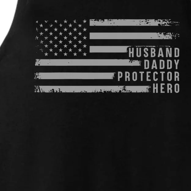 Husband Daddy Protector Hero Fathers Day Ladies Tri-Blend Wicking Tank