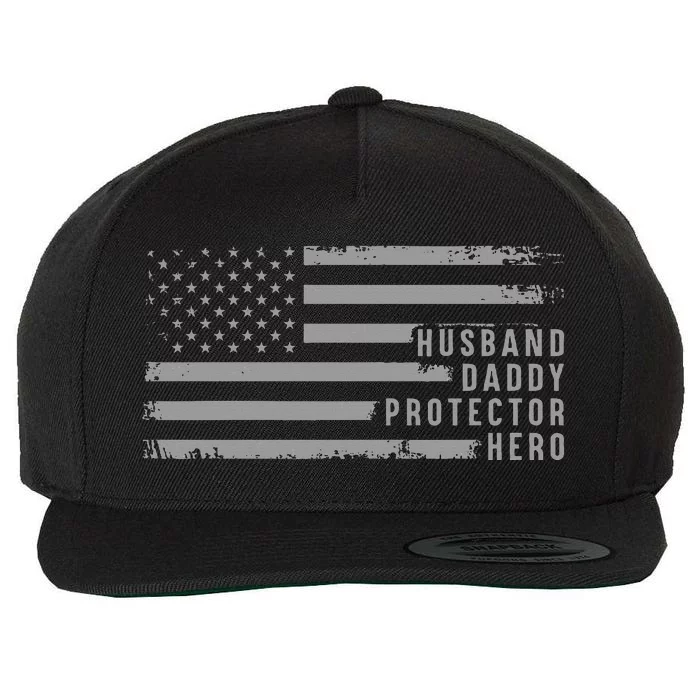 Husband Daddy Protector Hero Fathers Day Wool Snapback Cap