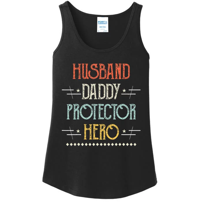 Husband Daddy Protector Hero Best Dad Fathers Day Gift Ladies Essential Tank