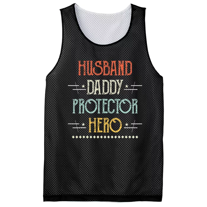 Husband Daddy Protector Hero Best Dad Fathers Day Gift Mesh Reversible Basketball Jersey Tank