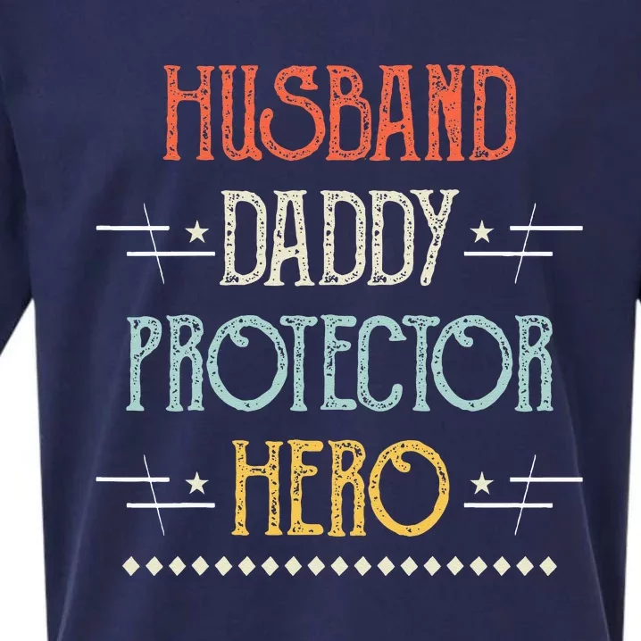 Husband Daddy Protector Hero Best Dad Fathers Day Gift Sueded Cloud Jersey T-Shirt