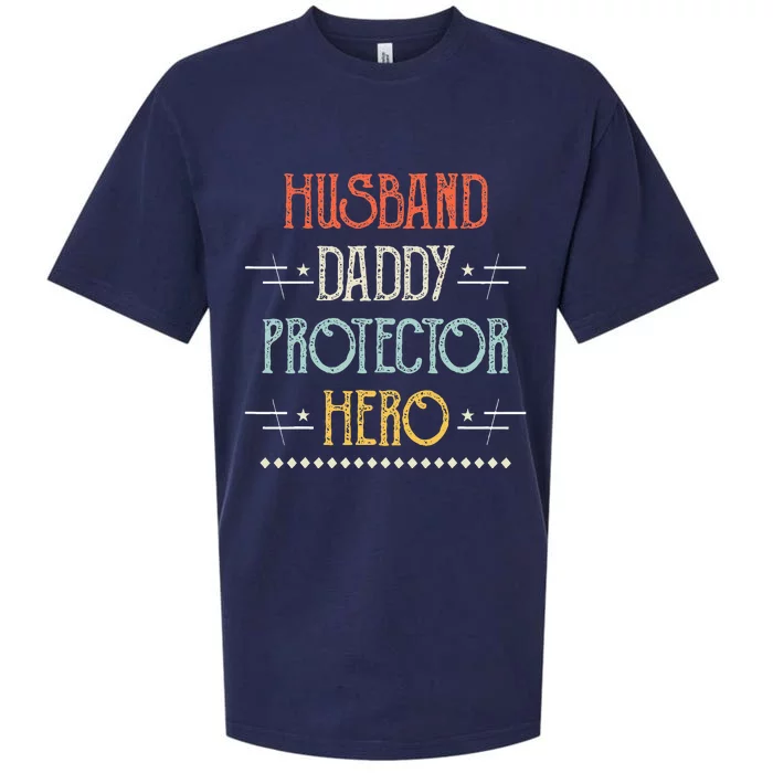 Husband Daddy Protector Hero Best Dad Fathers Day Gift Sueded Cloud Jersey T-Shirt