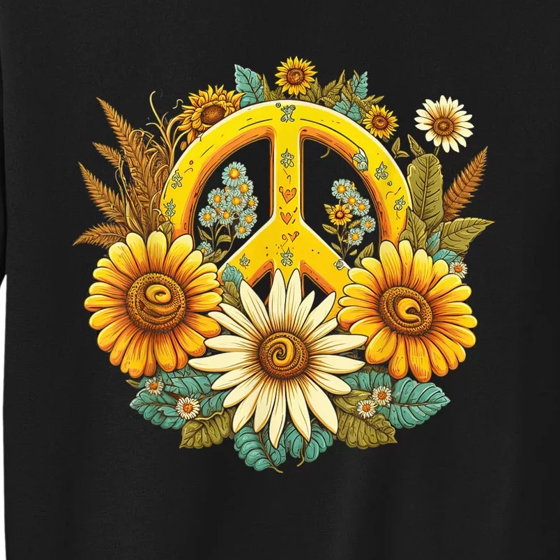 Hippie Daisy Peace Sign Retro Flower Sunflower Lovers Tall Sweatshirt