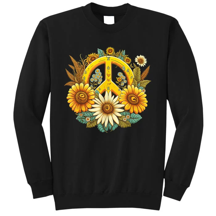 Hippie Daisy Peace Sign Retro Flower Sunflower Lovers Tall Sweatshirt