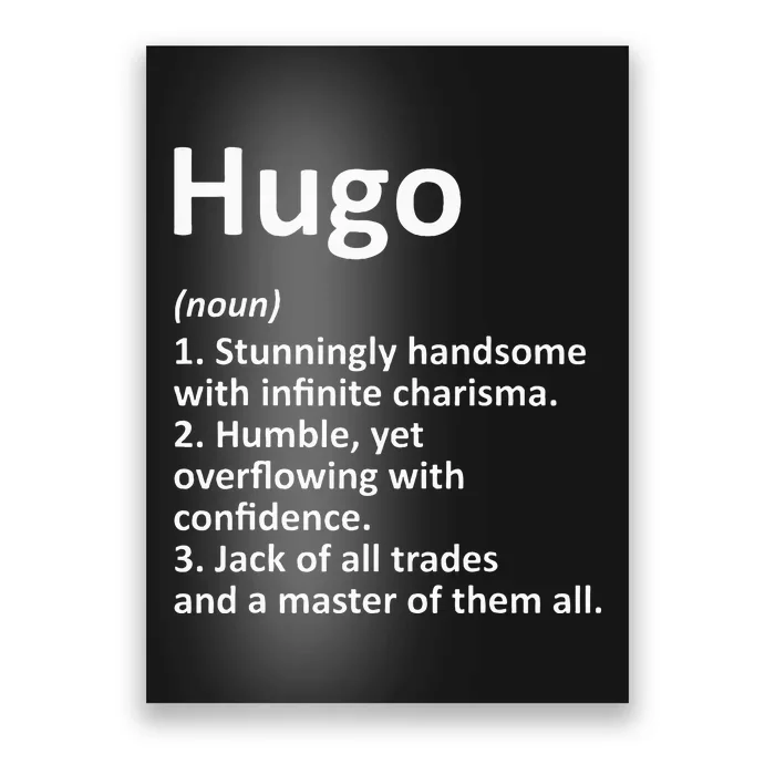 Hugo Definition Personalized Name Funny Birthday Gift Idea Poster