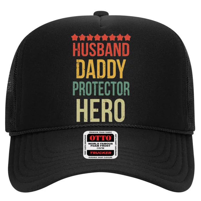 Husband Daddy Protector Hero High Crown Mesh Trucker Hat