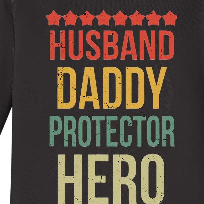 Husband Daddy Protector Hero Baby Long Sleeve Bodysuit