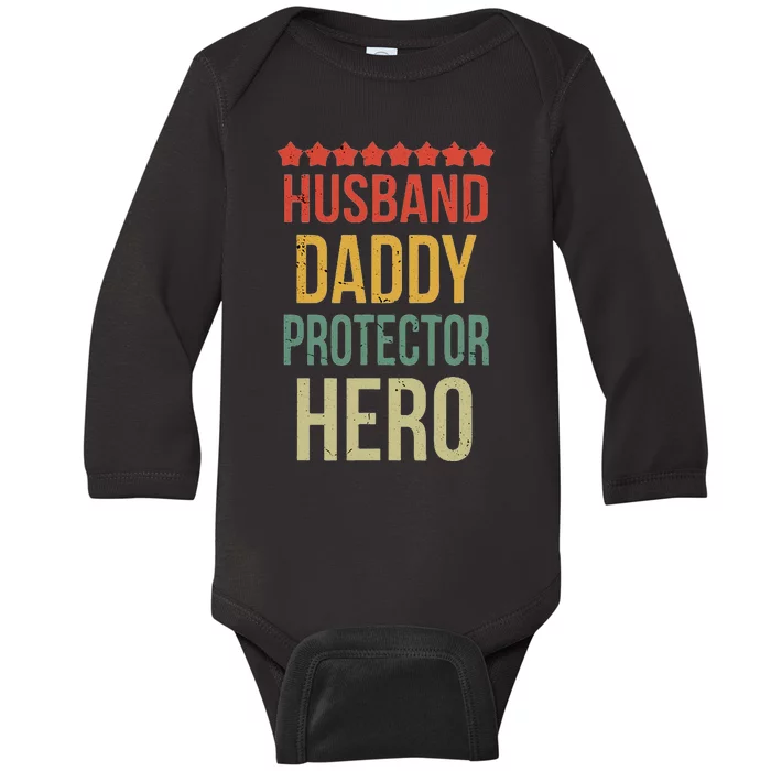 Husband Daddy Protector Hero Baby Long Sleeve Bodysuit