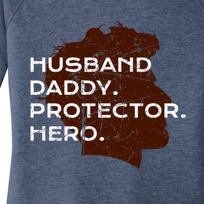 Husband Daddy Protector Hero Meaningful Gift Women's Perfect Tri Tunic Long Sleeve Shirt