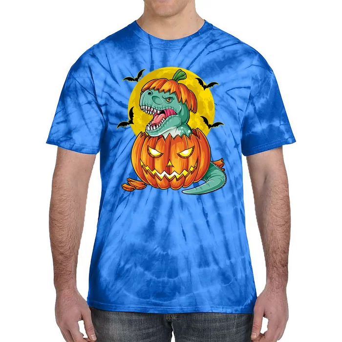 Halloween Dinosaur Pumpkin Funny Pumpkasaurus T Rex Sweat Tie-Dye T-Shirt