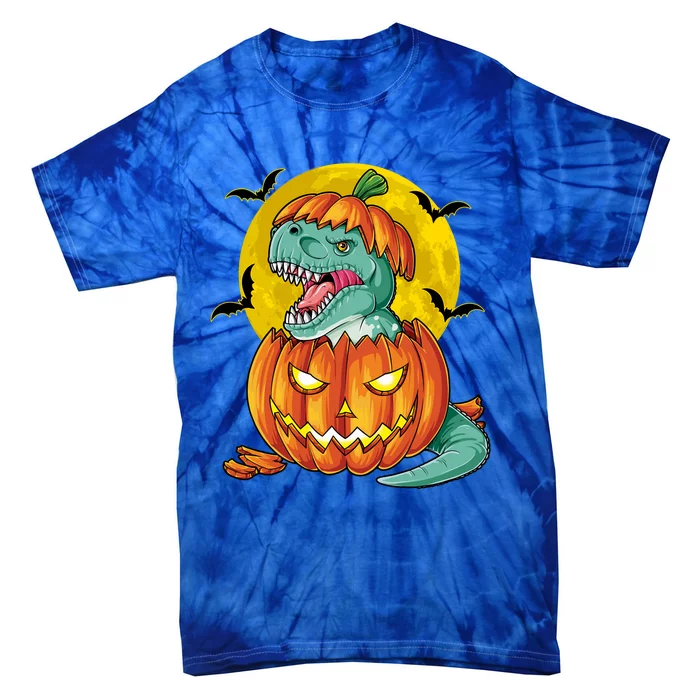 Halloween Dinosaur Pumpkin Funny Pumpkasaurus T Rex Sweat Tie-Dye T-Shirt