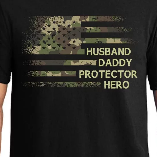 Husband Daddy Protector Hero Fathers Day Dad Usa Flag Cool Gift Pajama Set