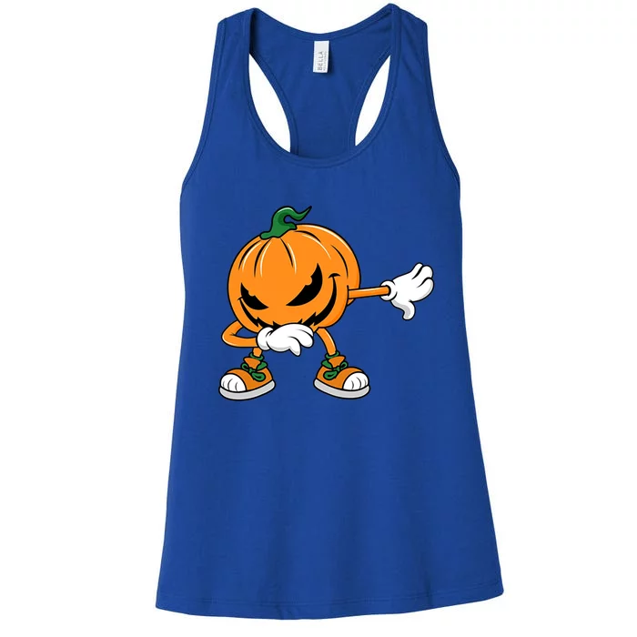 Halloween Dabbing Pumpkin Thanksgiving Day Gift Women's Racerback Tank