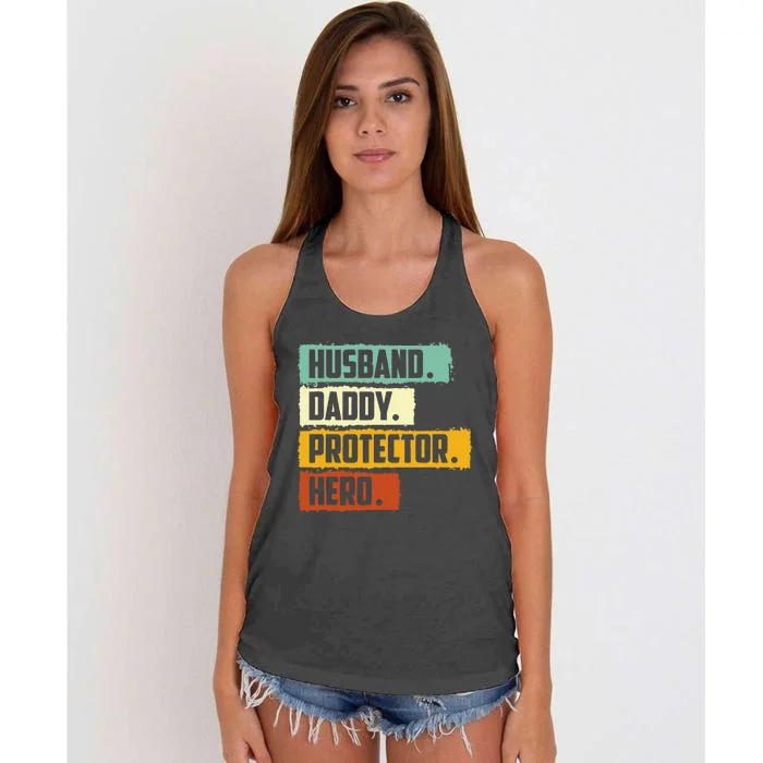 Husband Daddy Protector Hero Women's Knotted Racerback Tank