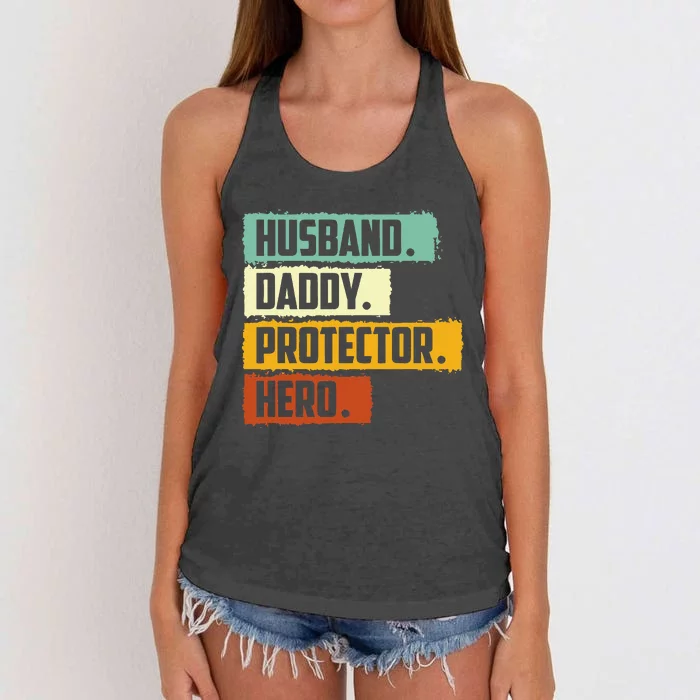 Husband Daddy Protector Hero Women's Knotted Racerback Tank