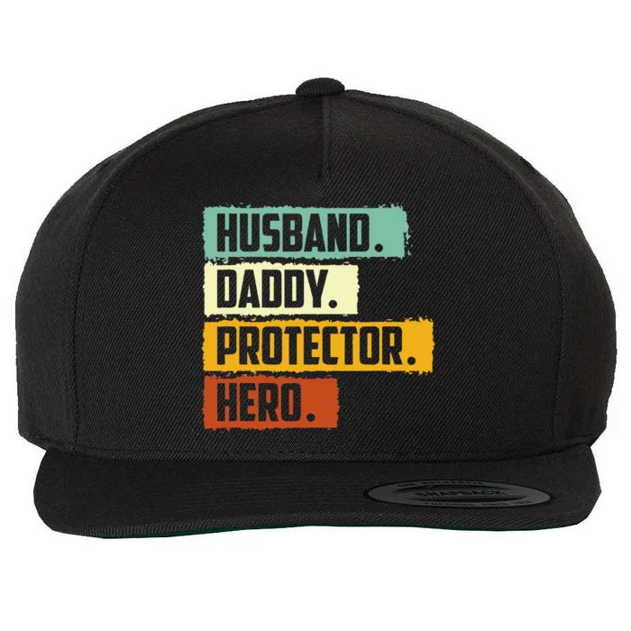 Husband Daddy Protector Hero Wool Snapback Cap