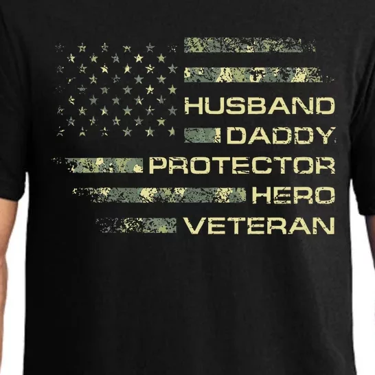 Husband Daddy Protector Hero Veteran Usa Flag Camouflage Dad Pajama Set