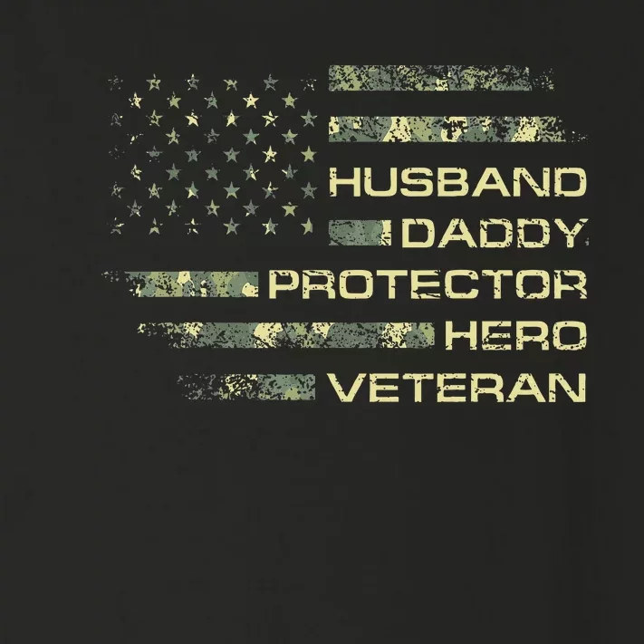 Husband Daddy Protector Hero Veteran Usa Flag Camouflage Dad Toddler Long Sleeve Shirt