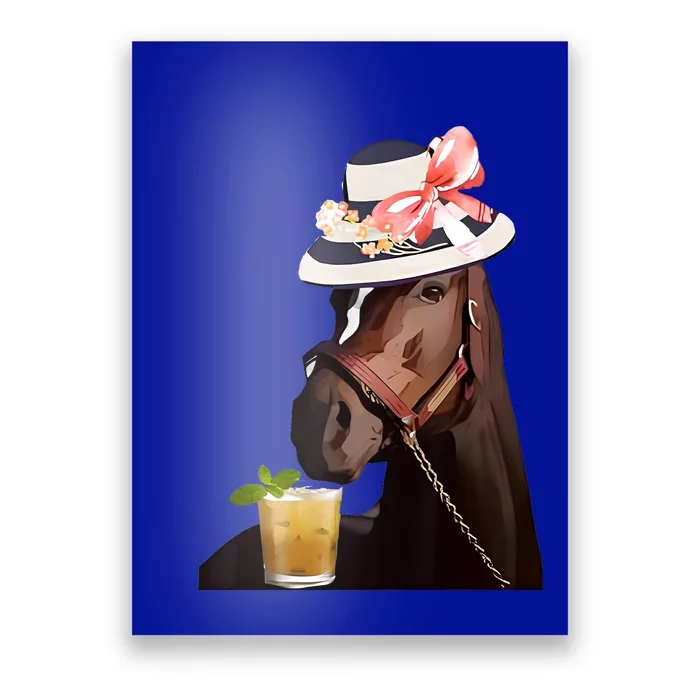 Horse Derby Party Blue Poster