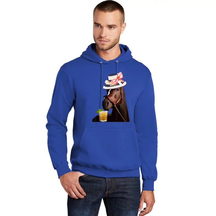 Horse Derby Party Blue Tall Hoodie