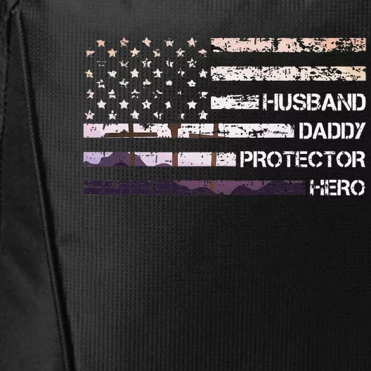 Husband Daddy Protector Hero Fathers Day Dad Gift Papa Idea City Backpack