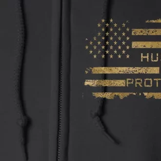 Husband Daddy Protector Hero Fathers Day American Flag camo Full Zip Hoodie