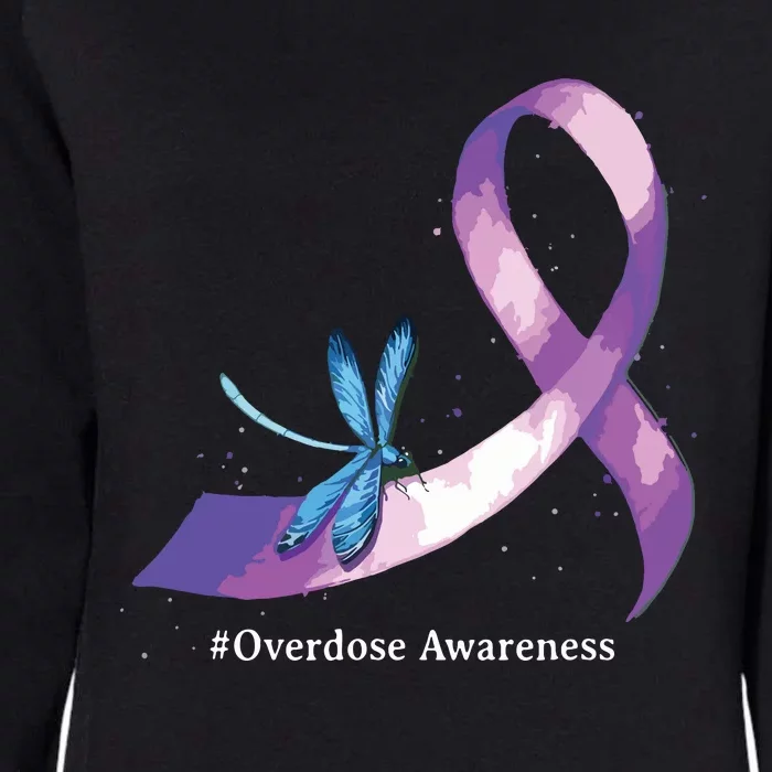 Hippie Dragonfly Purple Ribbon Overdose Awareness Womens California Wash Sweatshirt