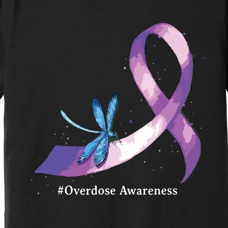 Hippie Dragonfly Purple Ribbon Overdose Awareness Premium T-Shirt