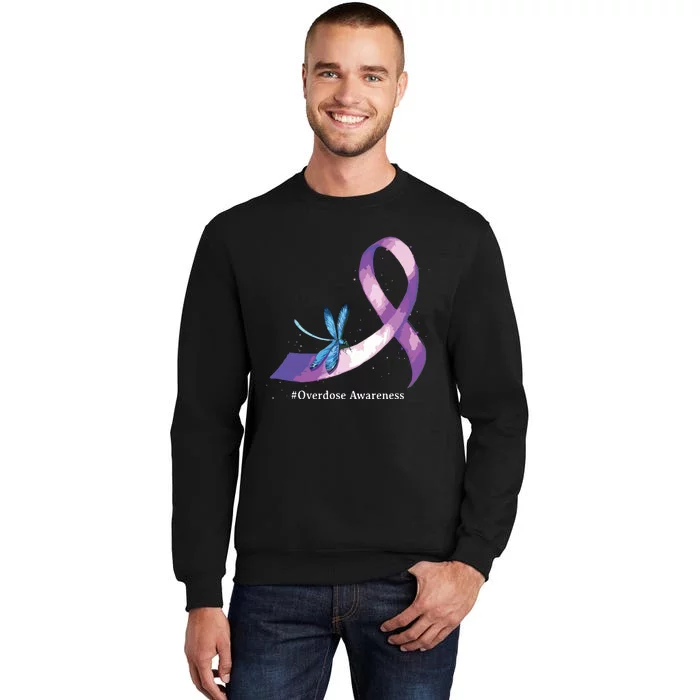 Hippie Dragonfly Purple Ribbon Overdose Awareness Tall Sweatshirt