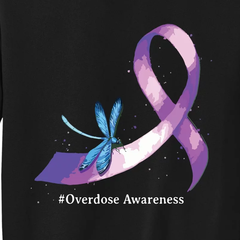 Hippie Dragonfly Purple Ribbon Overdose Awareness Tall Sweatshirt