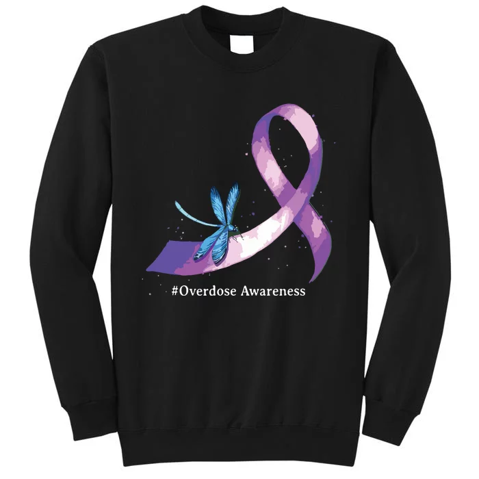 Hippie Dragonfly Purple Ribbon Overdose Awareness Tall Sweatshirt