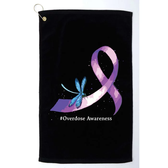 Hippie Dragonfly Purple Ribbon Overdose Awareness Platinum Collection Golf Towel