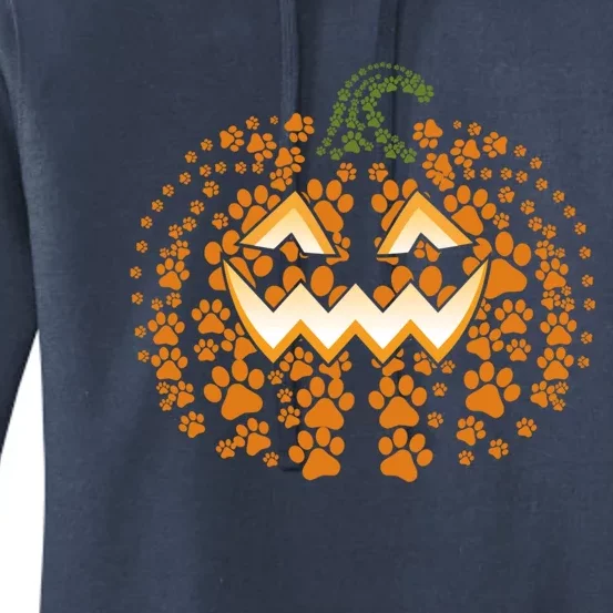 Halloween Dog Paw Pumpkin Funny Dogs Lovers Cool Gift Women's Pullover Hoodie