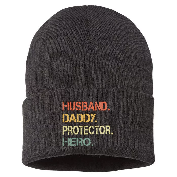 Husband Daddy Protector Hero Fathers Day Gift For Dad Wife Sustainable Knit Beanie