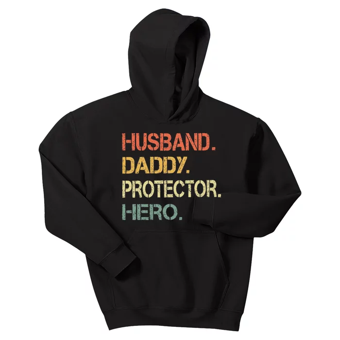 Husband Daddy Protector Hero Fathers Day Gift For Dad Wife Kids Hoodie