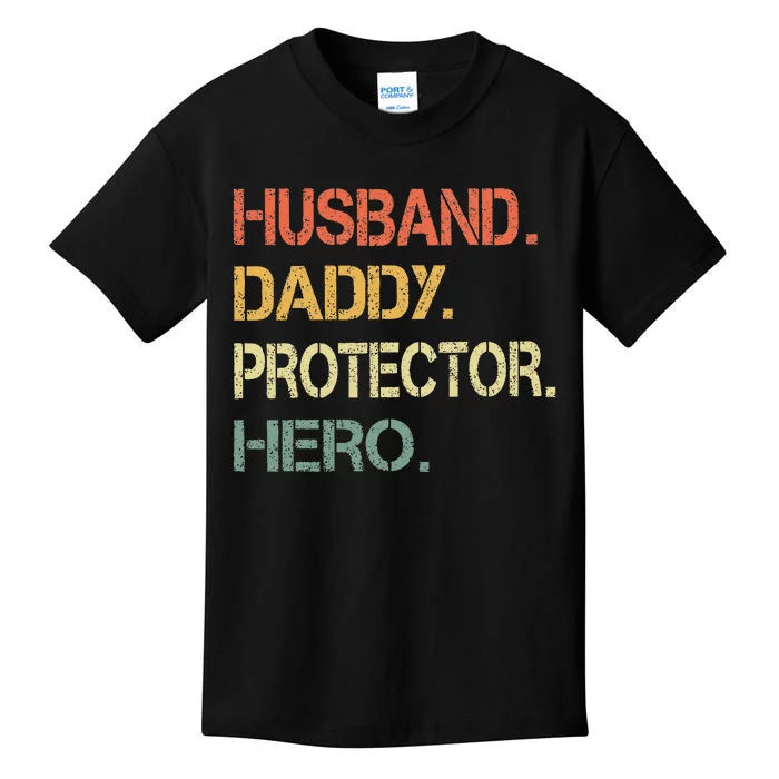 Husband Daddy Protector Hero Fathers Day Gift For Dad Wife Kids T-Shirt