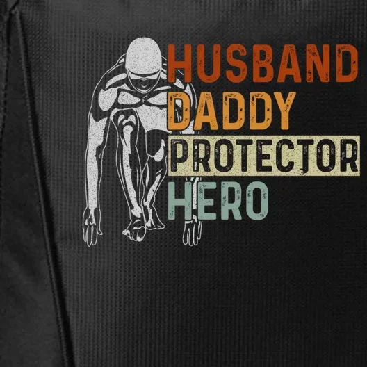 Husband Daddy Protector Hero Father Swimming Dad Grandpa Cute Gift City Backpack