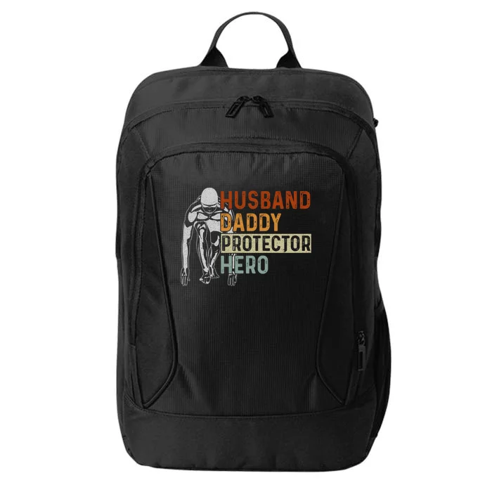 Husband Daddy Protector Hero Father Swimming Dad Grandpa Cute Gift City Backpack