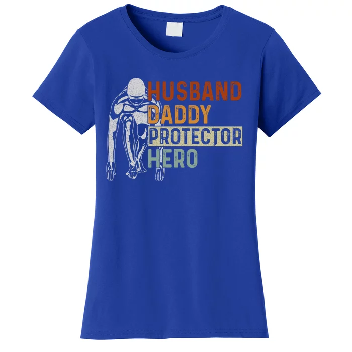 Husband Daddy Protector Hero Father Swimming Dad Grandpa Cute Gift Women's T-Shirt